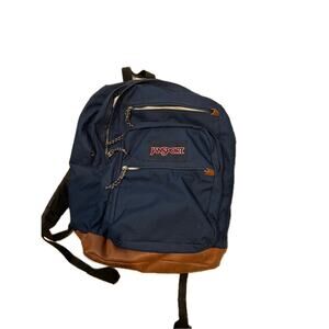 JanSport Cool Student 3 Section School Backpack Blue Brown
